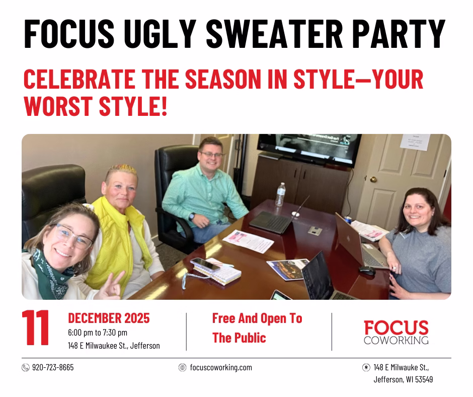 A photo of FOCUS Coworking members socalizaing.