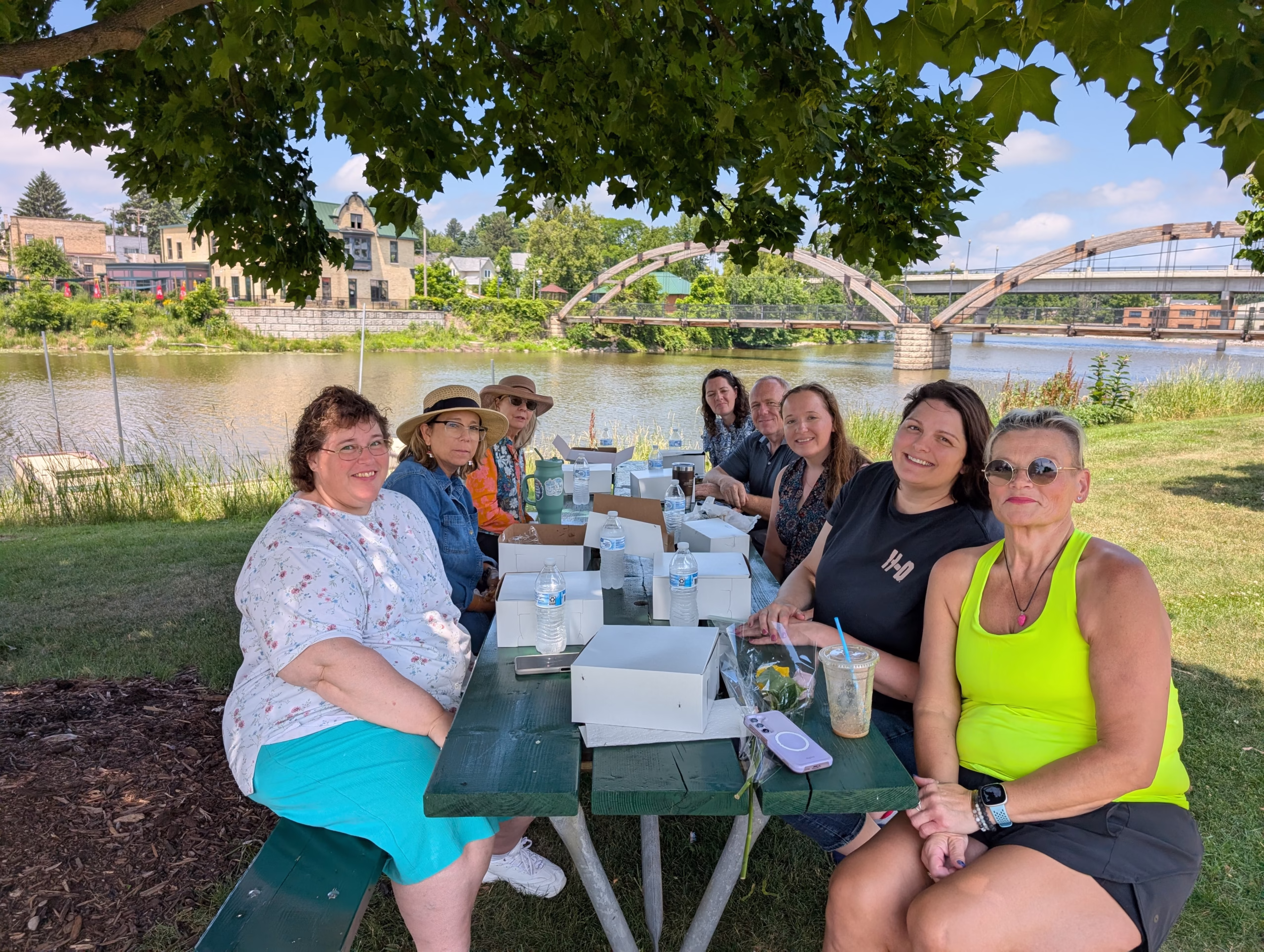 FOCUS Coworking members enjoying a summer picnic at Rotary Park in Jefferson, WI.